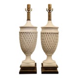 Mid 20th Century Lamps With Reticulated Creamware Design by Frederick Cooper - A Pair For Sale