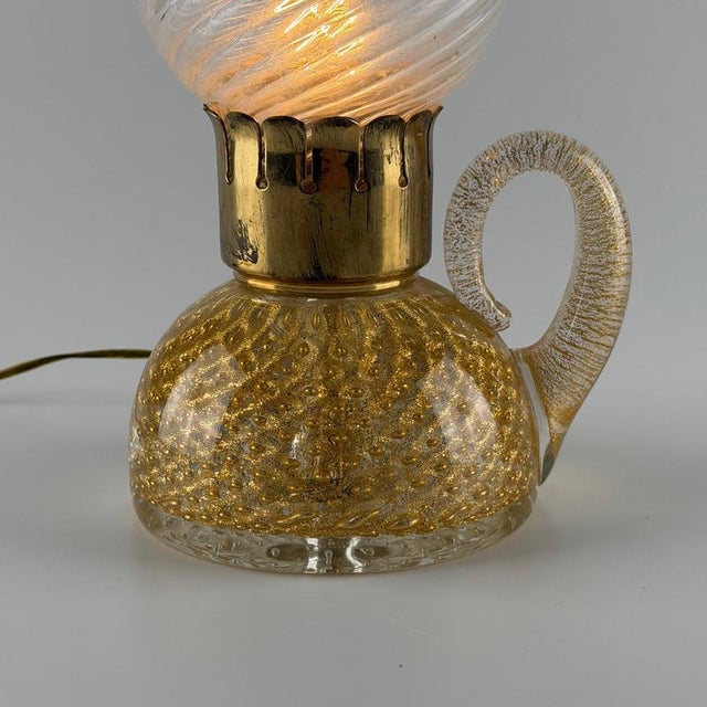 Art Deco Murano Gold Glass Table Lamp by Archimede Seguso, 1940s For Sale - Image 3 of 10