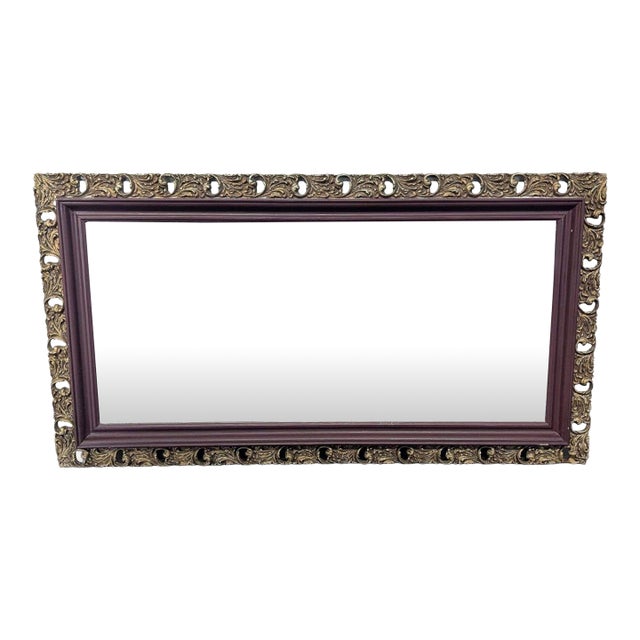 Vintage Carved Wood Wall Mirror For Sale