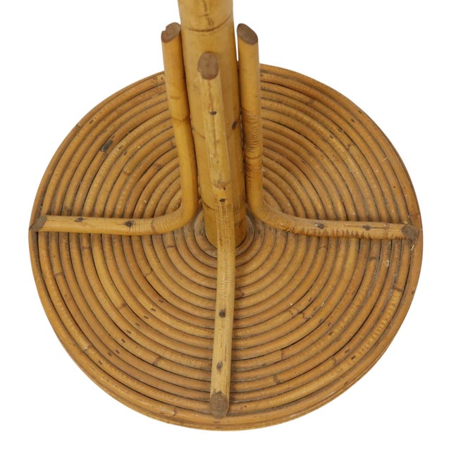 Brown Large Standing Rattan Coat Rack in Brass, 1970s For Sale - Image 8 of 14