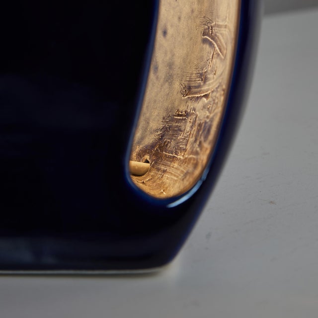 Ceramic Blue Hemisphere Ceramic Table Lamp from Perdomello 70, 1970s For Sale - Image 7 of 18