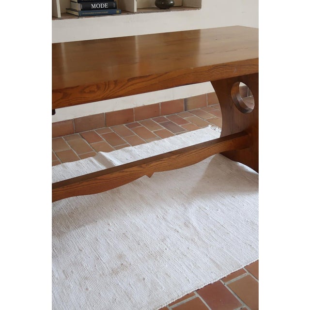 French Brutalist Dining Table in Wood with Sculpted Sledge Base, 1960s For Sale - Image 6 of 13