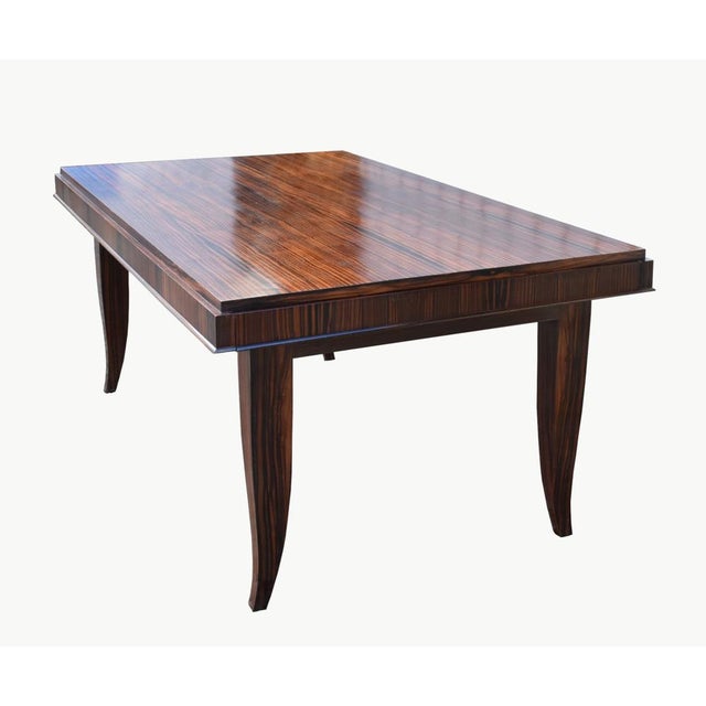 French Art Deco Style Macassar Ebony Dining Table For Sale - Image 4 of 18