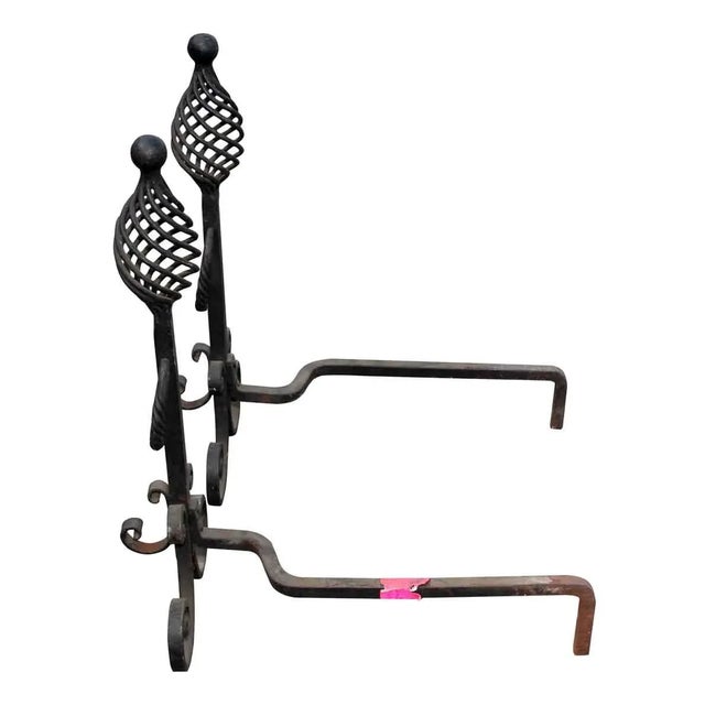Arts & Crafts Wrought Iron Arts & Crafts Andirons - A Pair For Sale - Image 3 of 5