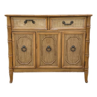 Boho Chic Faux Bamboo and Wicker Sideboard by Broyhill For Sale