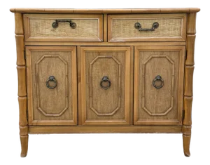 Boho Chic Faux Bamboo and Wicker Sideboard by Broyhill