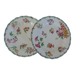 18th Century English Chelsea Anchor Porcelain Plates Decorated with Floral Sprigs - A Pair For Sale