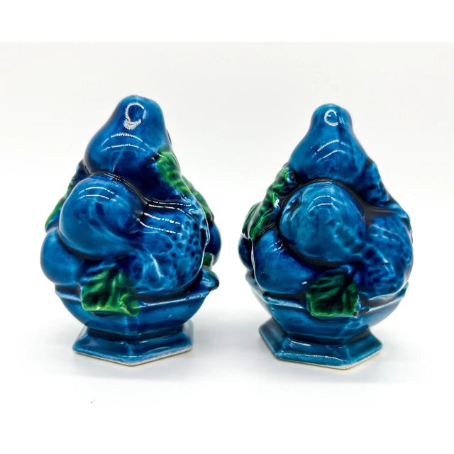 Mid-Century Modern 1960’s Inarco Blue Mood Indigo Fruit Topiary Salt and Pepper Shakers For Sale - Image 3 of 8