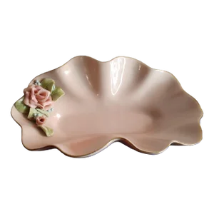 1960s Porcelain Beebe California Floral Ruffled Bowl