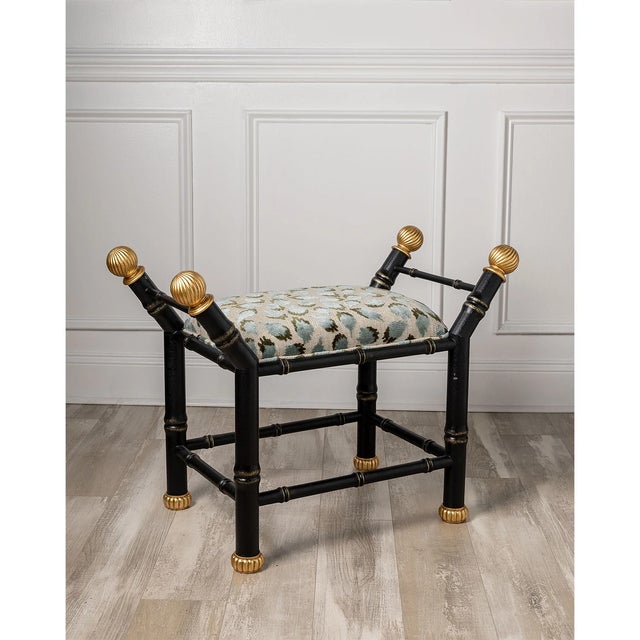 Port 68 Boca Black Ocelot Celadon Bamboo Bench For Sale - Image 4 of 7