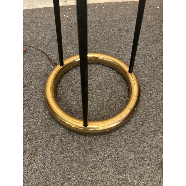 Mid-Century Modern 1950s Tripod Floor Lamp with Brass Ring For Sale - Image 3 of 8