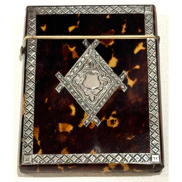 Stunning English Regency Sterling Silver & Tortoiseshell Card Case, circa 1815 This exceptional English Regency card case,...