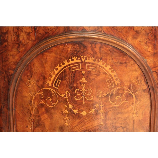 Wood Victorian Inlaid Burl Walnut Sideboard With Marble Top For Sale - Image 7 of 13