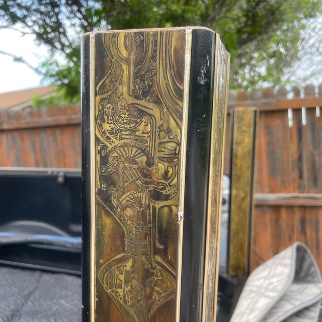 1970s Bernhard Rohne for Mastercraft Acid Etched Brass Dining Table For Sale - Image 5 of 5