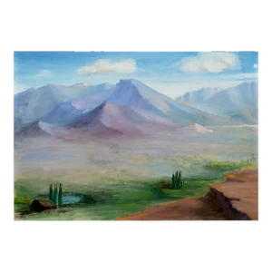 Mid Century Landscape -- Homestead Beneath a Desert Mountain by Alice M. Fink