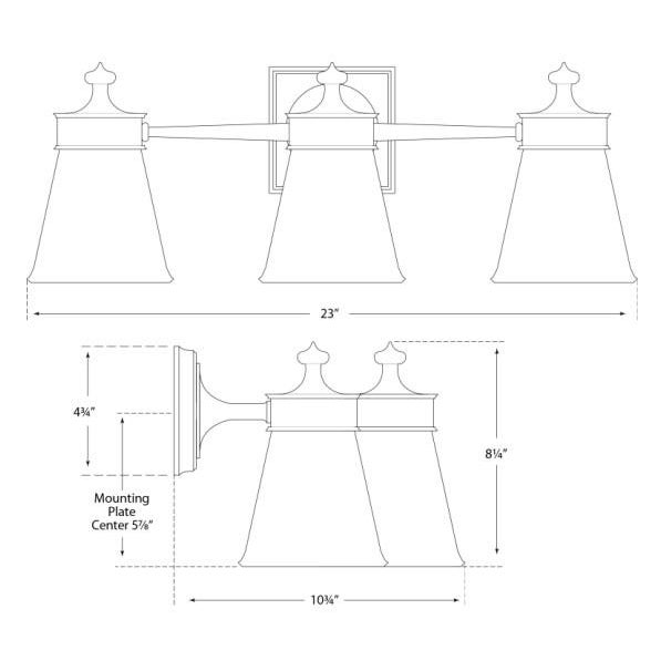Visual Comfort Visual Comfort Signature Siena Triple Sconce in Polished Nickel with White Glass For Sale - Image 4 of 4