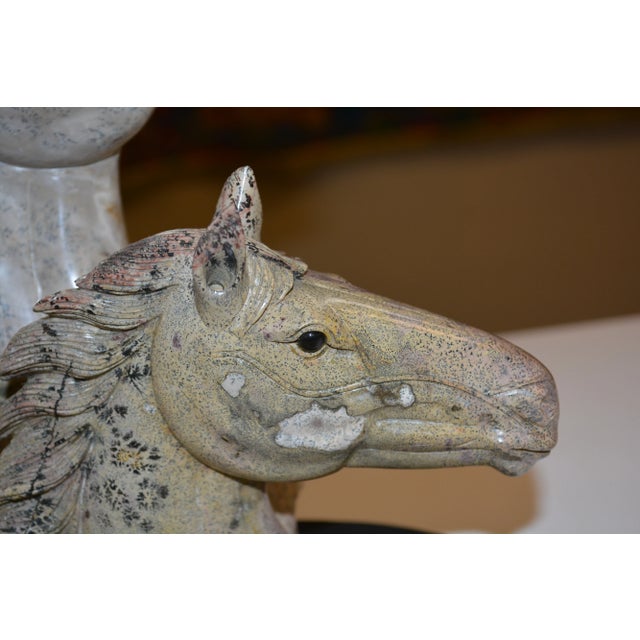 This piece is heavy & in great condition. Some kind of stone/marble/granite etc. Black base is stone also. Piece is...