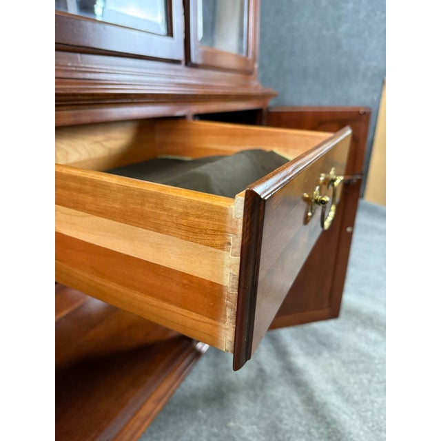 Vintage Ethan Allen Georgian Court Solid Cherry China Cabinet or Buffet For Sale - Image 15 of 18