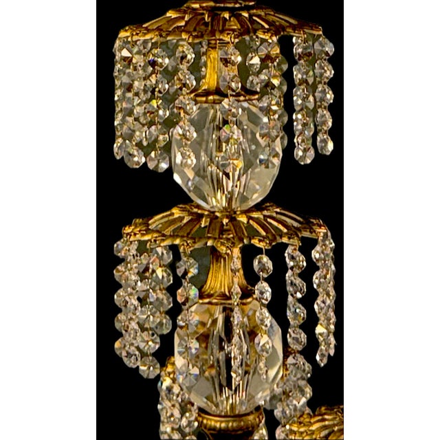 Victorian 1968 Loevsky & Loevsky Hollywood Regency Vintage Crystal Table Lamps With New Shades — A Pair For Sale - Image 3 of 18