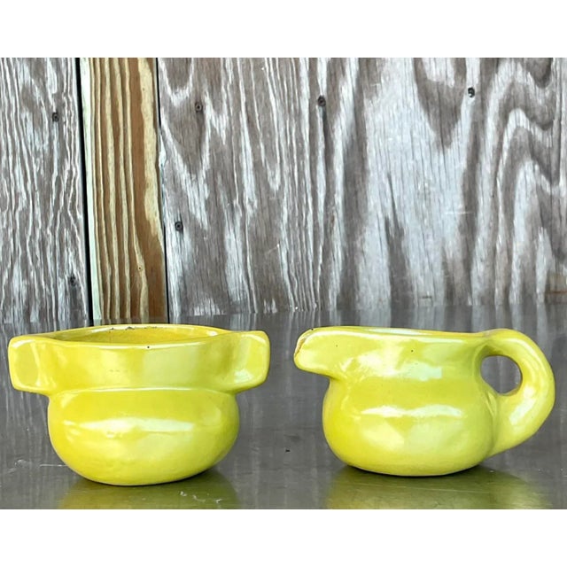 Mid 20th Century Vintage Boho Studio Pottery Cream and Sugar Set For Sale - Image 5 of 6
