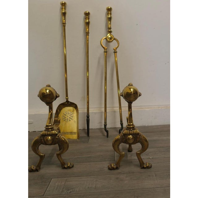 Late 19th Century Arts and Crafts Brass Gothic Fireside Tools, 1880s, Set of 4 For Sale - Image 5 of 8