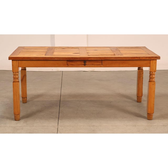 Mexican Pine Vintage Rustic One Drawer Writing or Dining Table For Sale - Image 14 of 18