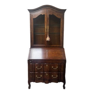 Late 20th Century Henredon Secretary Desk With Glass Shelves For Sale