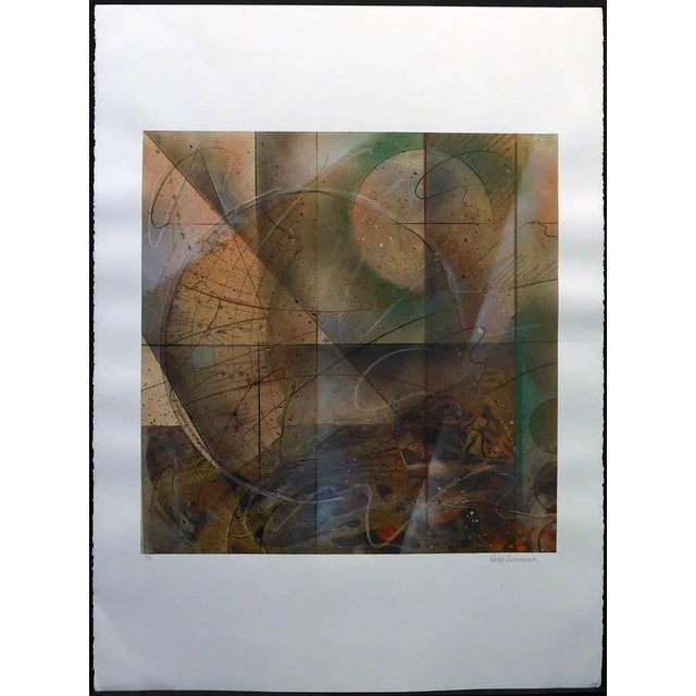 1990s Wayne Christopher Abstract Mix-Media Print on Paper, 1990s Hand Signed For Sale - Image 5 of 5