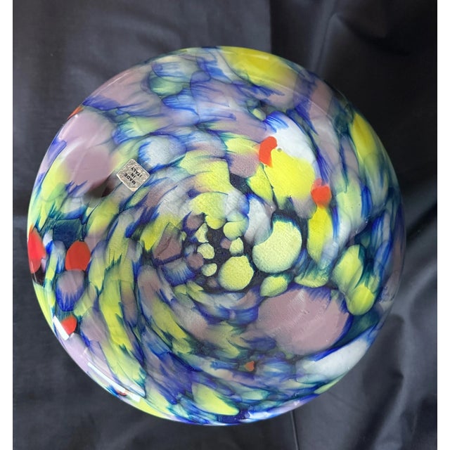Glass Vintage Hand Blown Murano Style 9" Italian Rainbow Swirl Vase For Sale - Image 7 of 7