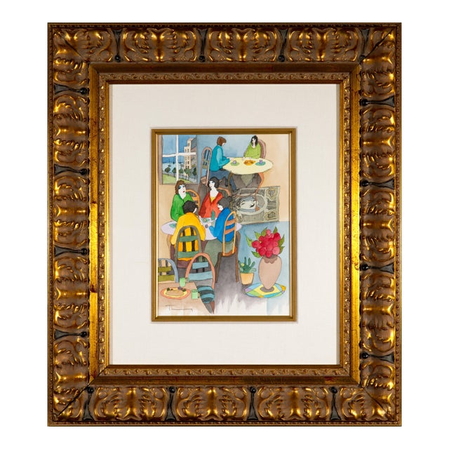 Itzchak Tarkay "Full Table #4"—Original Watercolor & Mixed Media, 2005, Park West Coa For Sale