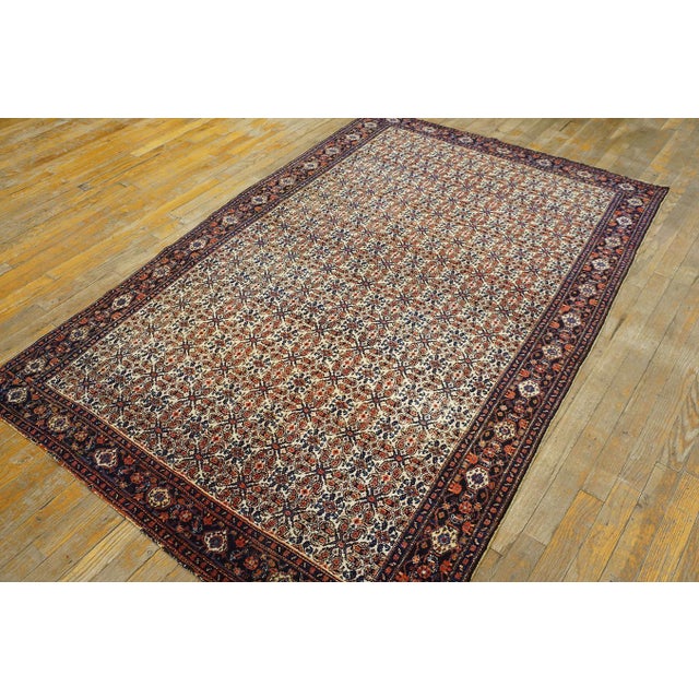 Rustic Traditional Ivory Background Color Allover-Floral Design Persian Senneh Carpet on Silk Warp Foundation. For Sale - Image 3 of 8