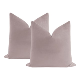 22" Smokey Lilac Contemporary Velvet Pillows - a Pair For Sale