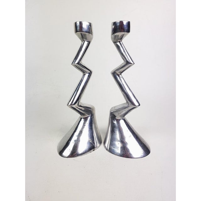 Zig Zag Candlesticks by Matthew Hilton for SCP England, 1980s, Set of 2 For Sale - Image 9 of 15