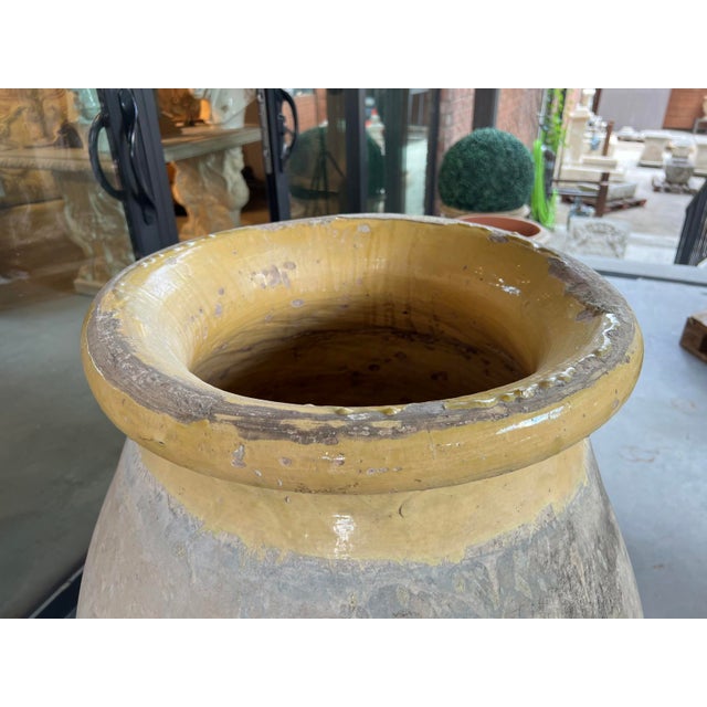 Large Circa 1900 French Antique Teardrop Biot Jar With Yellow Glaze For Sale - Image 4 of 15