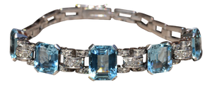 1920s The Bianca: Phenomenal Antique Santa Maria Aquamarine Bracelet in Platinum