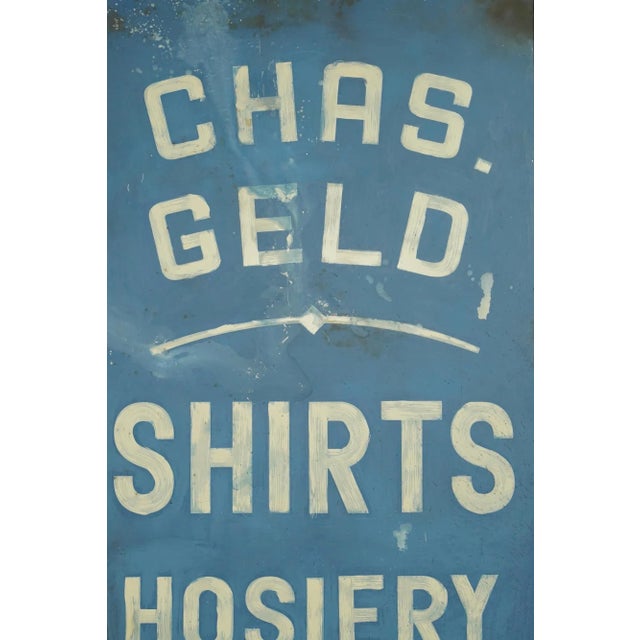 Large Chas. Geld Clothing Aluminum Marty Supreme Movie Prop Double Sided Sign For Sale In New York - Image 6 of 10