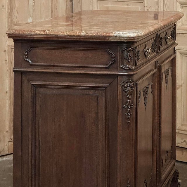 Antique Country French Louis XIV Walnut Marble Top Buffet For Sale - Image 10 of 18
