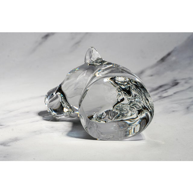 Solid French Crystal Animal Bust Vintage Baccarat Crystal Panther Head Sculpture Art Luxury Home Decor For Sale - Image 13 of 15