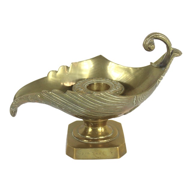 Vintage Brass Candle Holder Chamberstick For Sale