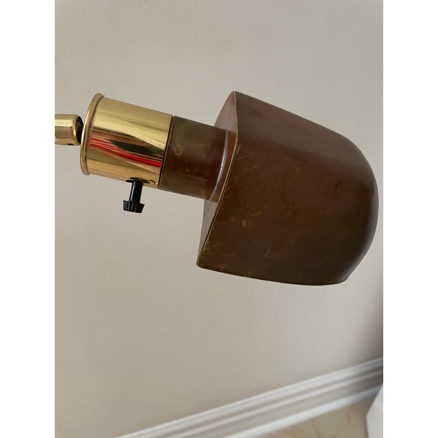 1970s Vintage 1970s Ralph Lauren Library Style Brass Adjustable Reading Floor Lamp For Sale - Image 5 of 10