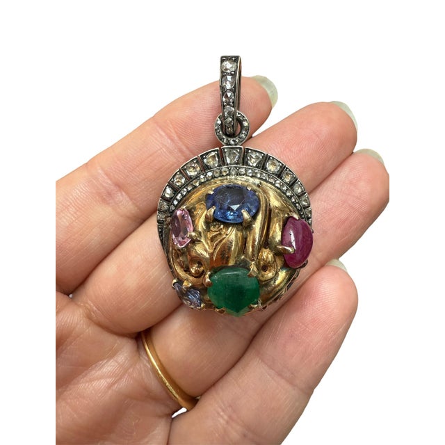White Vintage, Seaman Schepps Diamond and Multigem Pendant For Sale - Image 8 of 8