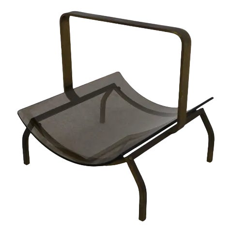 Vintage Magazine Rack in Brass and Curved Glass from Fontana Arte, 1960s For Sale