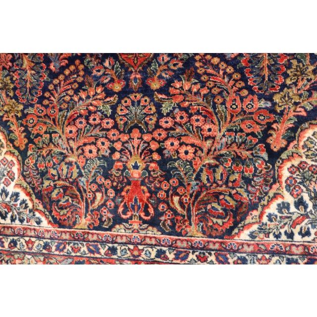 Blue Antique Persian Mohajeran Sarouk Blue Carpet, 6'11" X 10'3" For Sale - Image 8 of 11