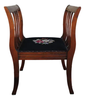 Antique High Armed Needlepoint Bench