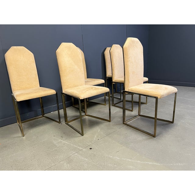 Vintage Brass Dining Chairs from Belgochrom, 1970s, Set of 6 For Sale - Image 4 of 12