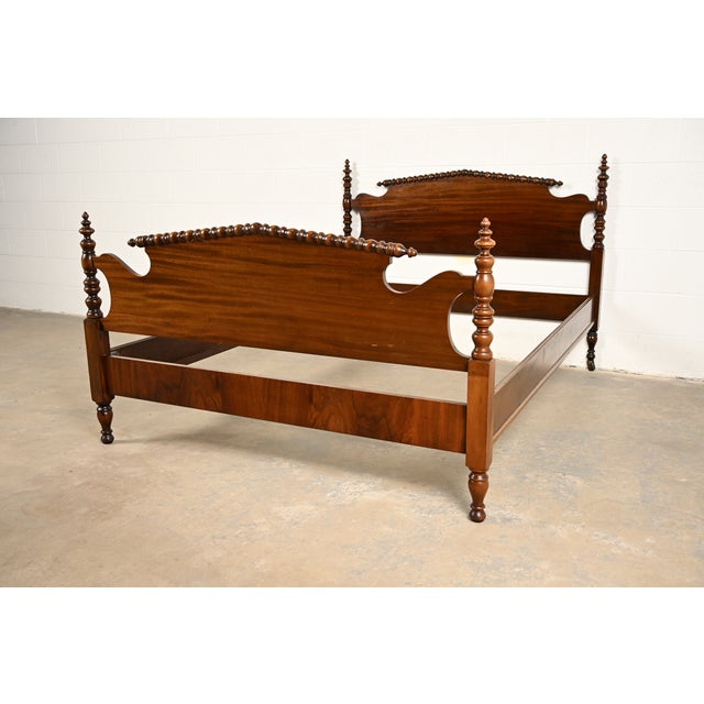 Victorian Berkey & Gay Antique Early American Carved Mahogany Full Size Bed, Circa 1920s For Sale - Image 3 of 14