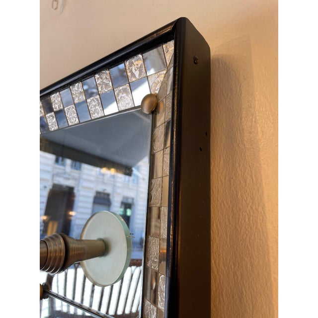 1950s Mirror with Mosaic Border and Glass Coat Hooks, 1970s For Sale - Image 5 of 18