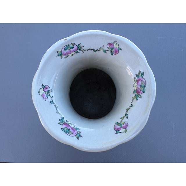 Black Vintage Chinese Ceramic Vase W/Butterflies, Flowers & Pomegranate Fruit Handles For Sale - Image 8 of 16
