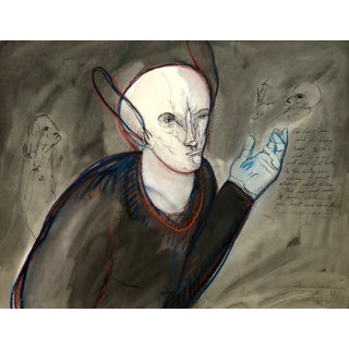 Gary Hansmann, Modern Figurative Surrealism Watercolor Painting, Drawing 'The Fire of my Soul', 1988 For Sale