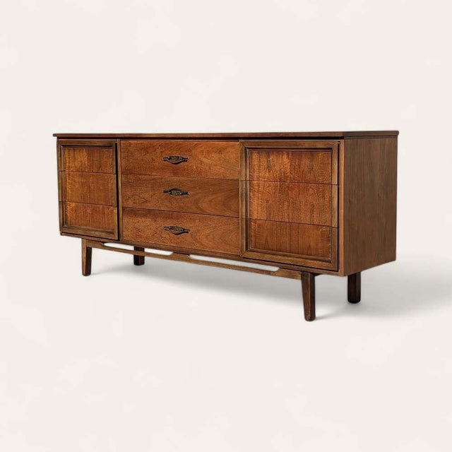 Late 20th Century L.A. Period Furniture Nine-Drawer Walnut Dresser For Sale - Image 13 of 18